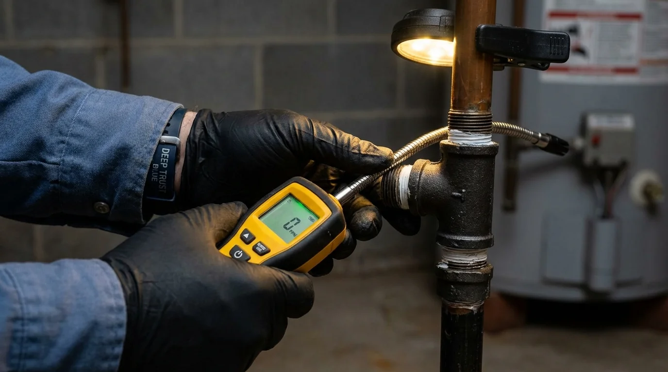 Gas leak detection with electronic sniffer by Johns Plumbing LLC in Matteson